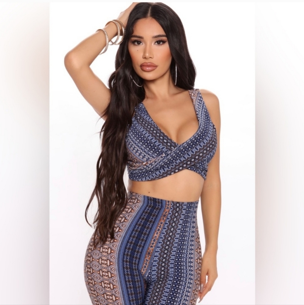 NWT Fashion Nova New Direction Crop Top - Navy/combo